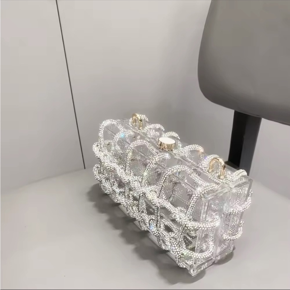Gold and Silver Transparent Clutch with Industrial Design - Picture 4 of 7